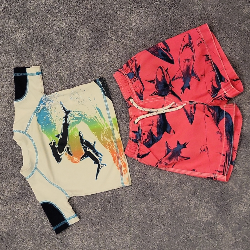 Swim trunks and rash guard